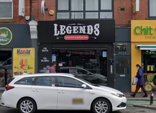 Legends Desserts and Burger Bar on 2 Middleton Grove, Beeston, was rated on April 15.