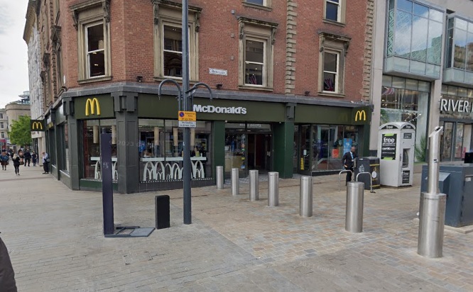 McDonald's on Briggate, Leeds city centre, was rated on April 22.