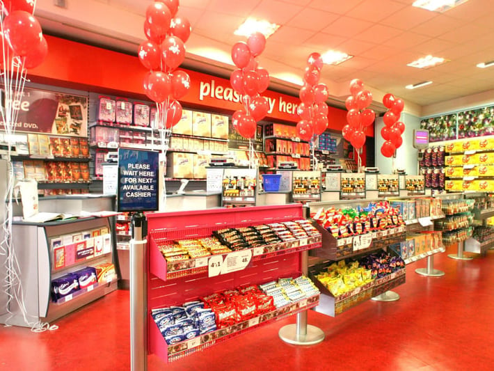 Sweet treats on display around the tills inside Woolworths.
