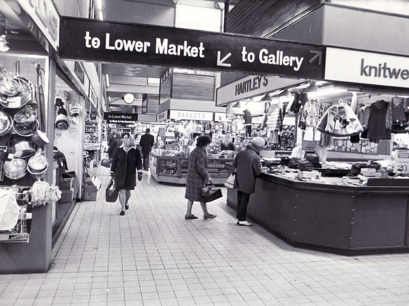 Stalls at Sheffield's old Castle Market in November 1971