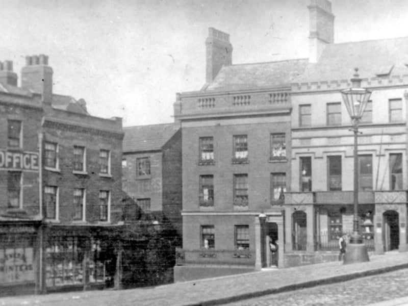 Paradise Square, Sheffield, in 1895, when The House of Help for Friendless Girls and Young Women was located there, This photo shows numbers 10-16 and not number 1, which was the address of the charitable institution
