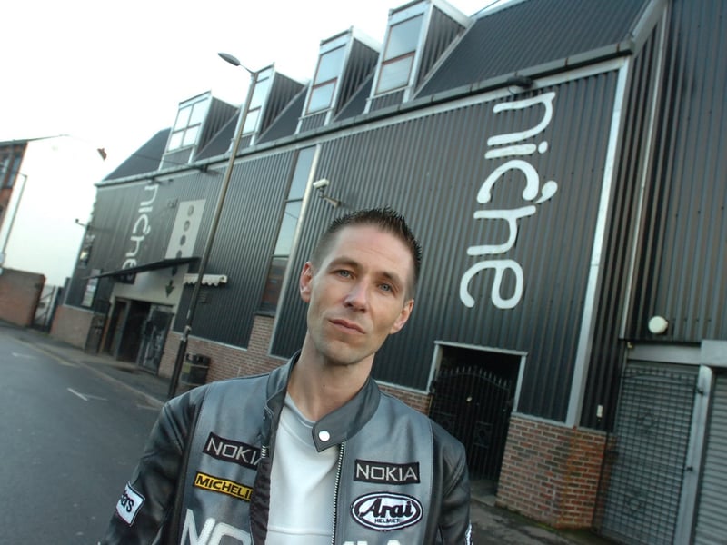 Club manager and DJ Chris Bailey outside Sheffield's Niche nightlclub in 2005