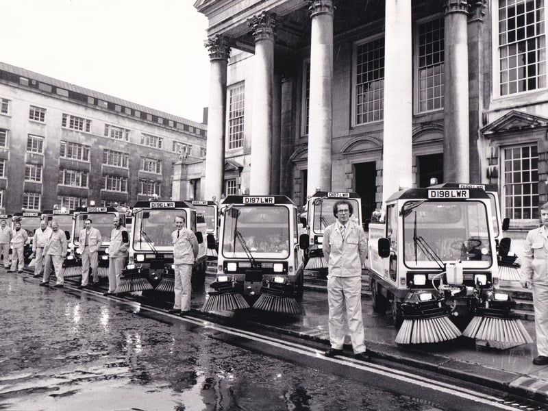 Leeds city centre sweepers pictured in April 1987.
