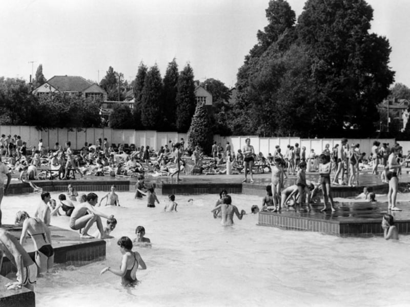 People travelled for many miles to visit Millhouses Lido in Sheffield, pictured here on a busy summer's day in July 1981