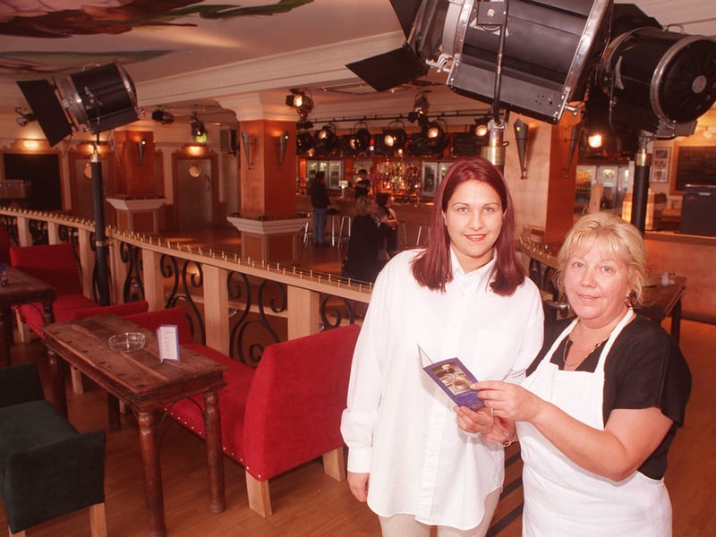 Waitress  Rachel Calvert and Chef Jan Dennett in the Empire bar/restaurant at Charter Square, Sheffield, in 1998 