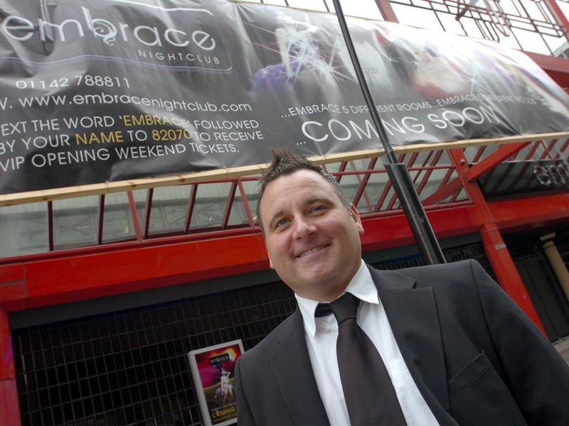 General manager Bill Surtees outside the Embrace night club, at Barker's Pool, Sheffield, in April 2007