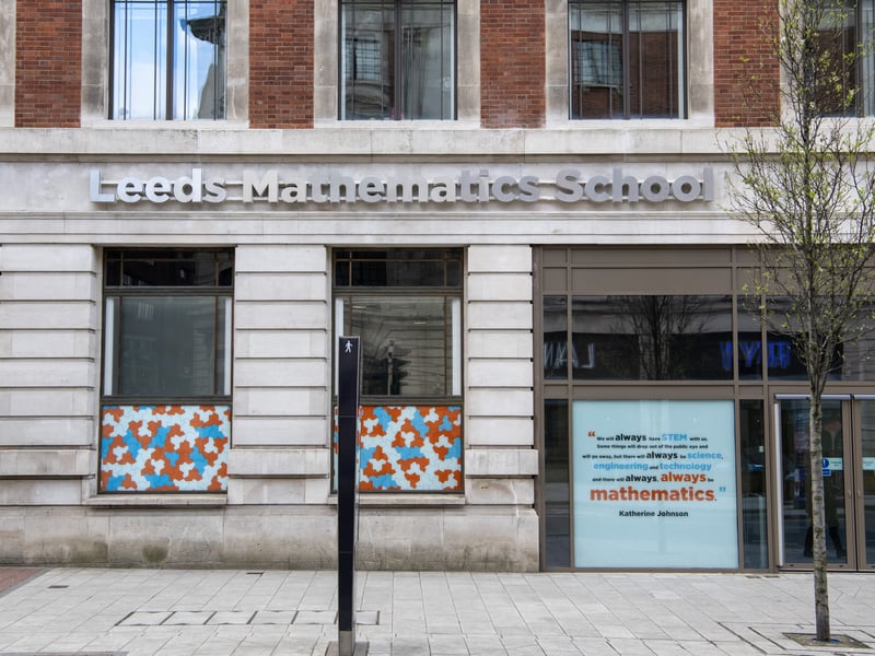 Leeds Mathematics School (LMaS), located on Albion Street, The Headrow, has 59% of pupils achieving AAB or higher.
