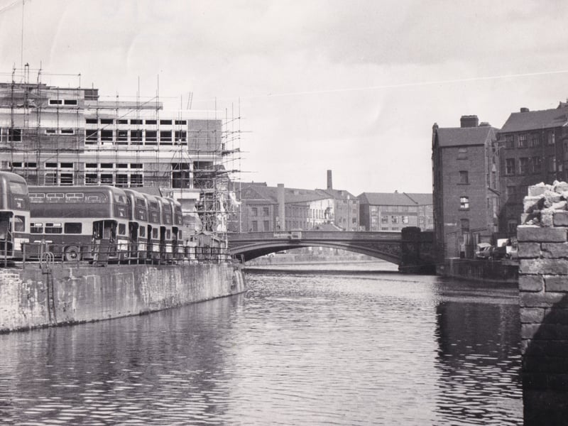 Upstream from Leeds Bridge in March 1967
