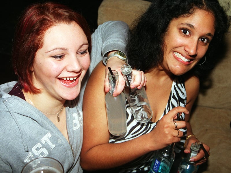 Kelly Jessops and Mandy Smith at Kingdom nightclub, Sheffield, in 2003