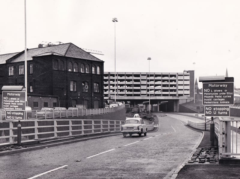 Leeds Inner Ring Road in December 1969, seen from the Claypit Lane entrance