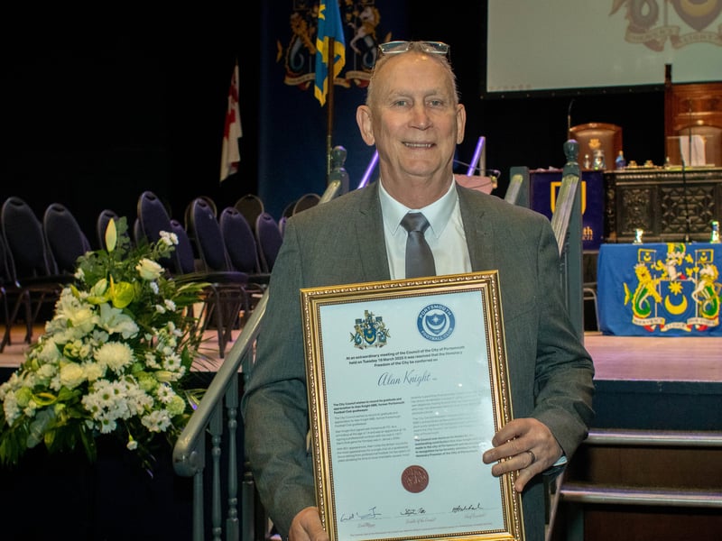 Alan Knight is given freedom of the city by Portsmouth City Council in 2025
Picture: Habibur Rahman