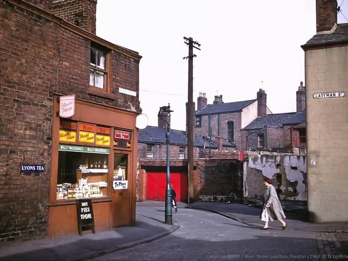 As street scene in Preston during 1960