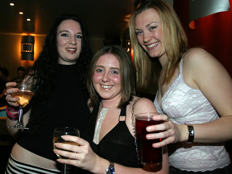 Ruth Allan, Natalie Dix and Helen Oakensen at the Cavendish, West Street, Sheffield, in 2004