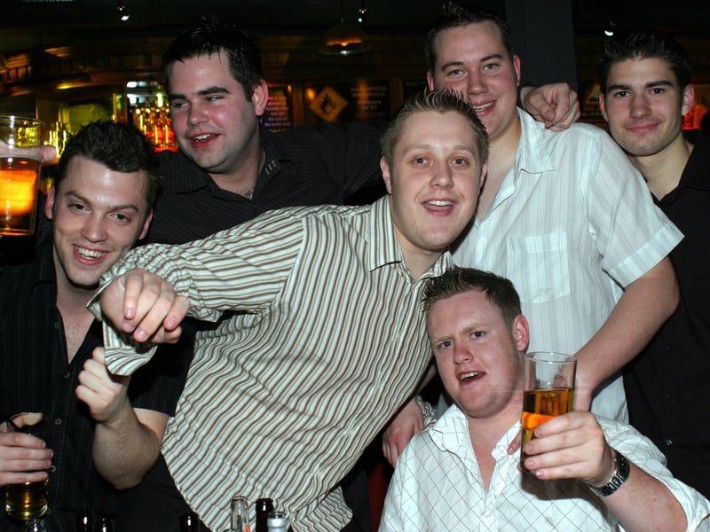 Lloyd, Graham, Matt, Pete, Richard and Paul pictured at Varsity bar, West Street, Sheffield, in 2004