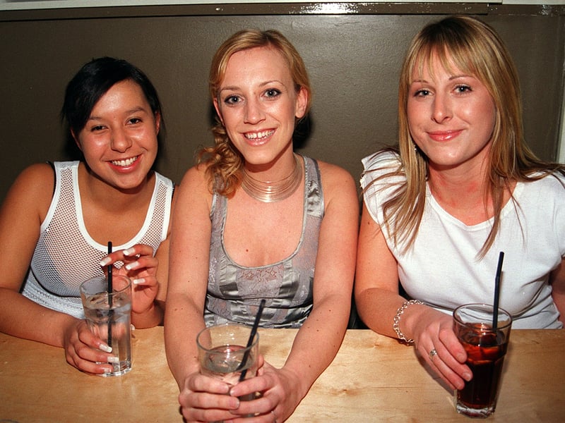 Laura Dennington, Rachel Emery and Rebecca King at the Halcyon late night bar/club on Divison Street, Sheffield city centre, in March 2003