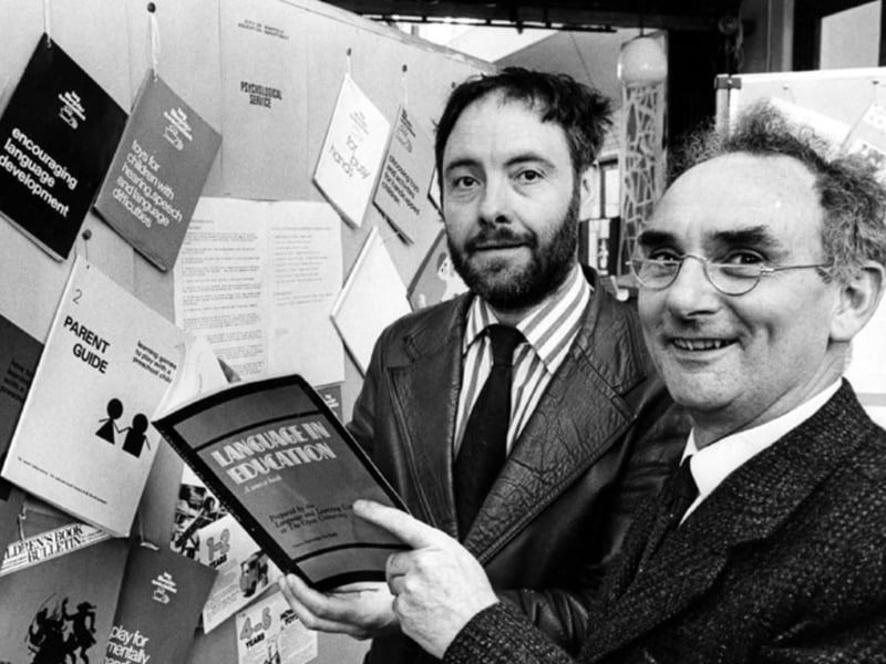 Deputy headteacher Stuart Bamber and Michael Bullas at Beeley Wood School, Sheffield, in May 1981
