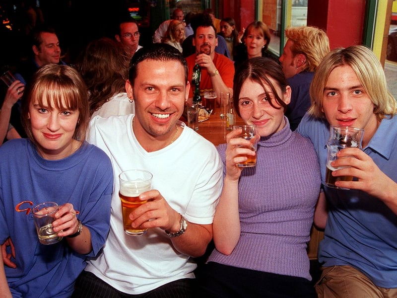 Pictured at the Cavendish pub, on West Street, Sheffield, in 1998, are Lindsay Fisher, Sean Holden, Lindsey Hara and Matthew Hounsley