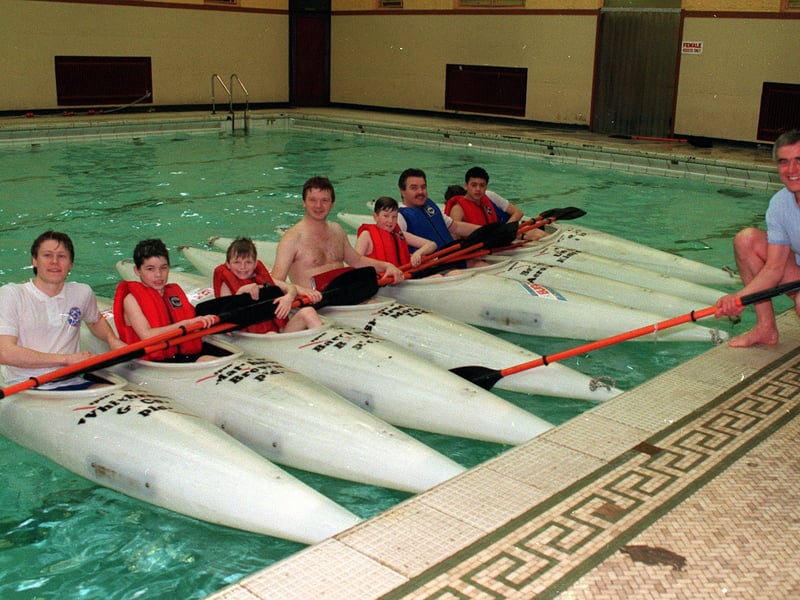 Well where else are you going to go canoeing?  Picture in Saul Street Baths, Preston, in 1990