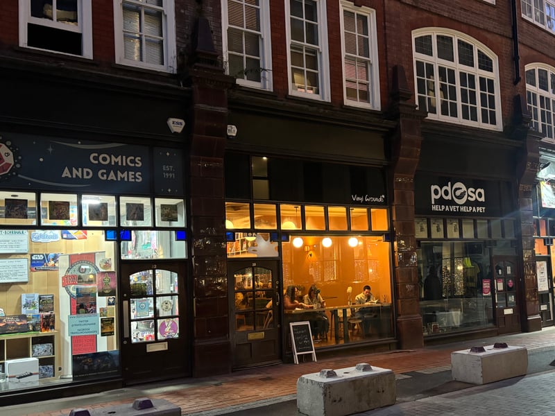 Vinyl Grounds opened on Central Road in Leeds in November 2025. The YEP Reviewer was impressed with the charming concept, cosy setting, and personal touch. It scored 9 for drinks, 7 for value, and 9 for atmosphere and service.