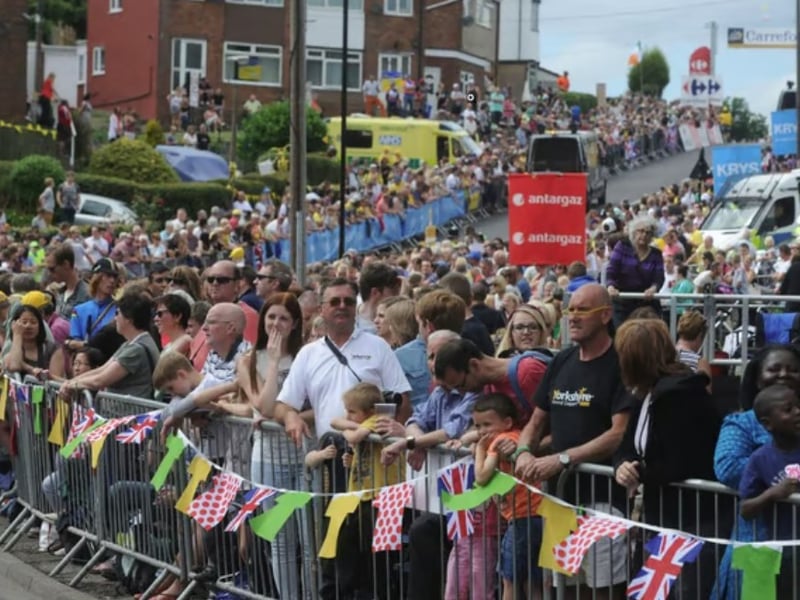 Crowds on Jenkin Road, Wincobank, when the Tour de France came to Sheffield in 2014