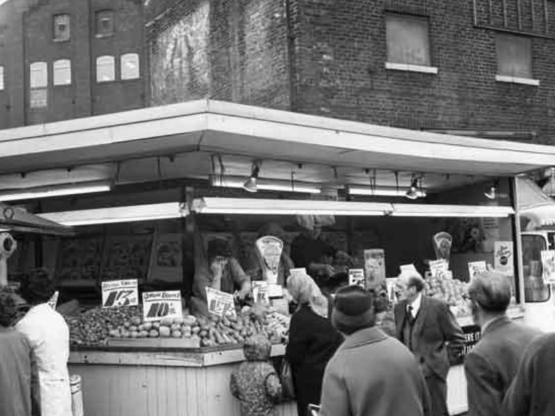 Sheaf Market (Rag 'n' Tag), on Exchange Street, Sheffield city centre, in September 1969