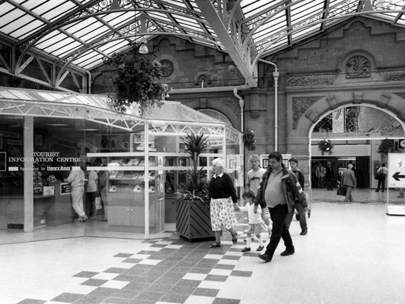 The tourism information centre at the entrance to Sheffield Midland railway station in 1991