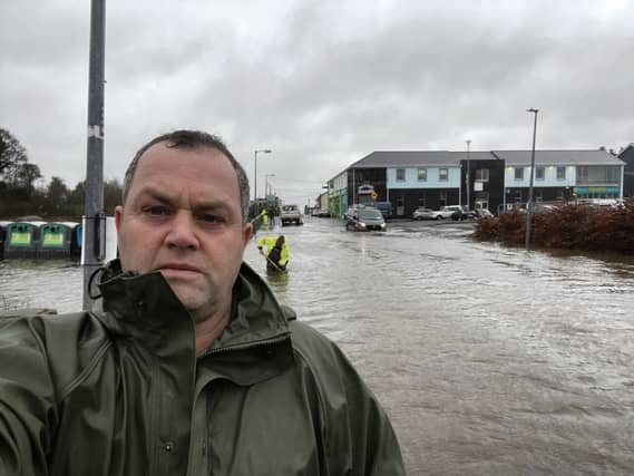 Cllr Noel Thomas at a flooded stretch near Moycullen village.