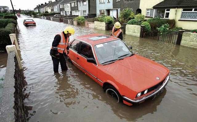 Flooding in Davis Road, Shantalla, following heavy rainfall on November 28 1999
