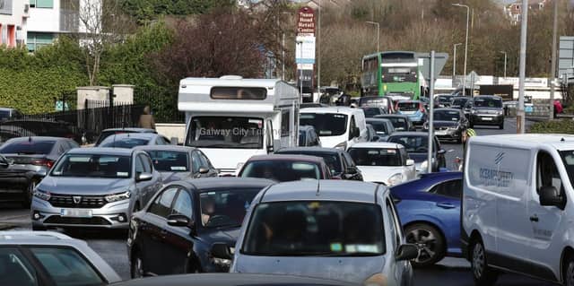 Absolute gridlock on the Tuam Road yesterday afternoon. Photos: Joe O’Shaughnessy.
