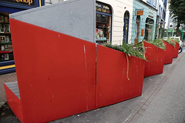 The back of the parklet on Middle Street. The cost of this seating has not been made public until now. PHOTO: JOE O'SHAUGHNESSY.