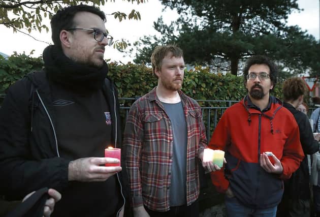 At a vigil in solidarity with Palestine outside UHG in late October. Ireland needs to be more vocal in calling out the USA over that country’s support for Israel's campaign of terror in Gaza. PHOTO: JOE O’SHAUGHNESSY.