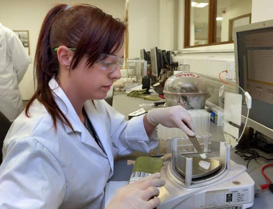 Lab assistant Emma Grealy carries out part of a sample analysis procedure at ALS, Loughrea.