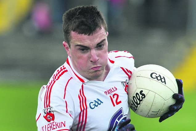 Killererin's Micheal Boyle who was on the mark with four points from play against Bearna in their senior championship clash in Corofin on Sunday.