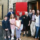 Tom Murphy with some of the cast of Druid Theatre's productions of his plays Bailegangaire and Brigit