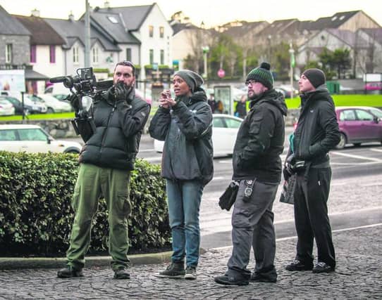 Director Aisha Tyler and some of the crew on location in Galway.