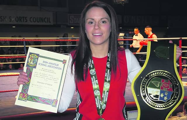 Orla McInerney of Monivea Boxing Club who has added the National Intermediate title to the Novice title she won earlier in the year.
