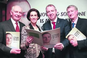 Senator Hildegarde Naughton and Deputy Brian Walsh with Sean Hughes (left) and Henry Kenny (right) of the Galway Samaritans