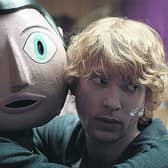 Michael Fassbender as Frank with Domhnall Gleeson as Jon.