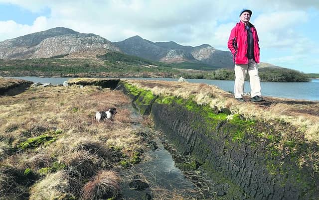 Paddy O'Leary, author of The Way That We Climbed, at Lough Inagh in Connemara with the Twelve Bens in the backround. Photo: Joe O'Shaughnessy.
