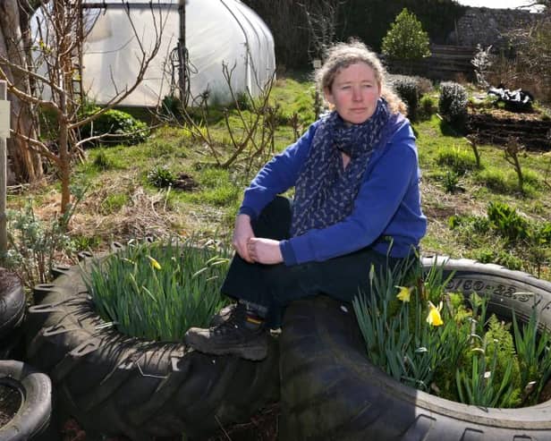 Lynn O'Keeffe-Lascar in the Doorus Orchard Community Garden.