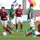 Galway United's Gary Shanahan on the ball against Cork City in Friday night's Premier Division tie at Eamonn Deacy Park. Photo: Joe O'Shaughnessy.