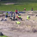 The excavation at Kilskeagh, which found, where a gathering point dating back to 3500C was uncovered, and (below), an artist's impression of what the gaterhing point may have looked like.