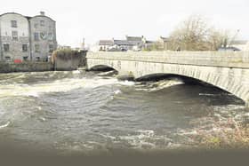 The surging waters at O'Brien's Bridge.  Photo: Joe O'Shaughnessy.
