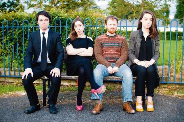 Jarlath Tivnan, Kate Murray, Peter Shine and Eilish McCarthy, who portray life for children of the 1990s in Fregoli Theatre's new production, The Pleasure Ground.