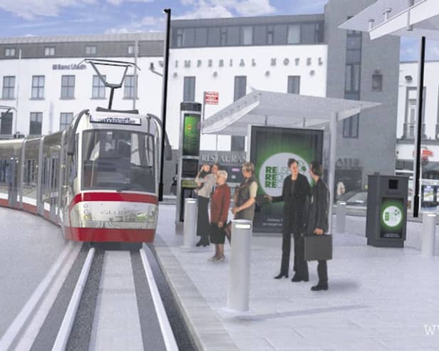 How the GLUAS would look travelling through Eyre Square.