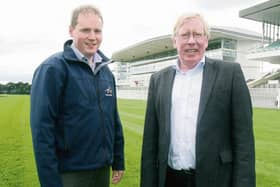 Michael Moloney, new General Manager of Galway Racecourse, pictured with his father John, who stepped down from the role after 27 years at the helm.