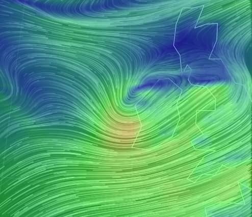 A wind map of Ireland at 4.30pm today.