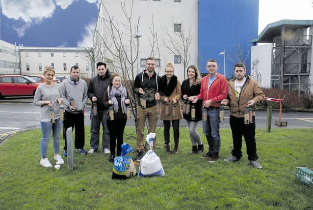 GMIT Hotel & Catering Management students with the bird feeders and bird food. From left: Kerri Higgins, Sean Mulligan, Richard Smith, Sophie Kendrick, Gregory Kozubowski, Tina Reilly, Sarah Flannagan, Jonny Fanning, and Richie Murphy.