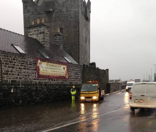 Flooding on the N17 at Claregalway this afternoon (Photo: Galway County Council)