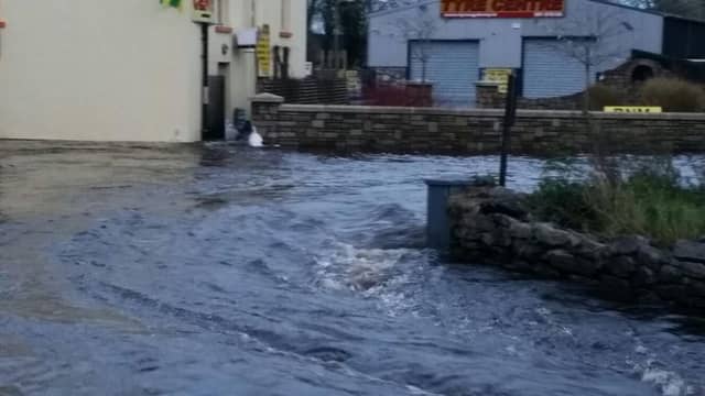 Flooding in Craughwell this afternoon (Photo: Anne Rabbitte)